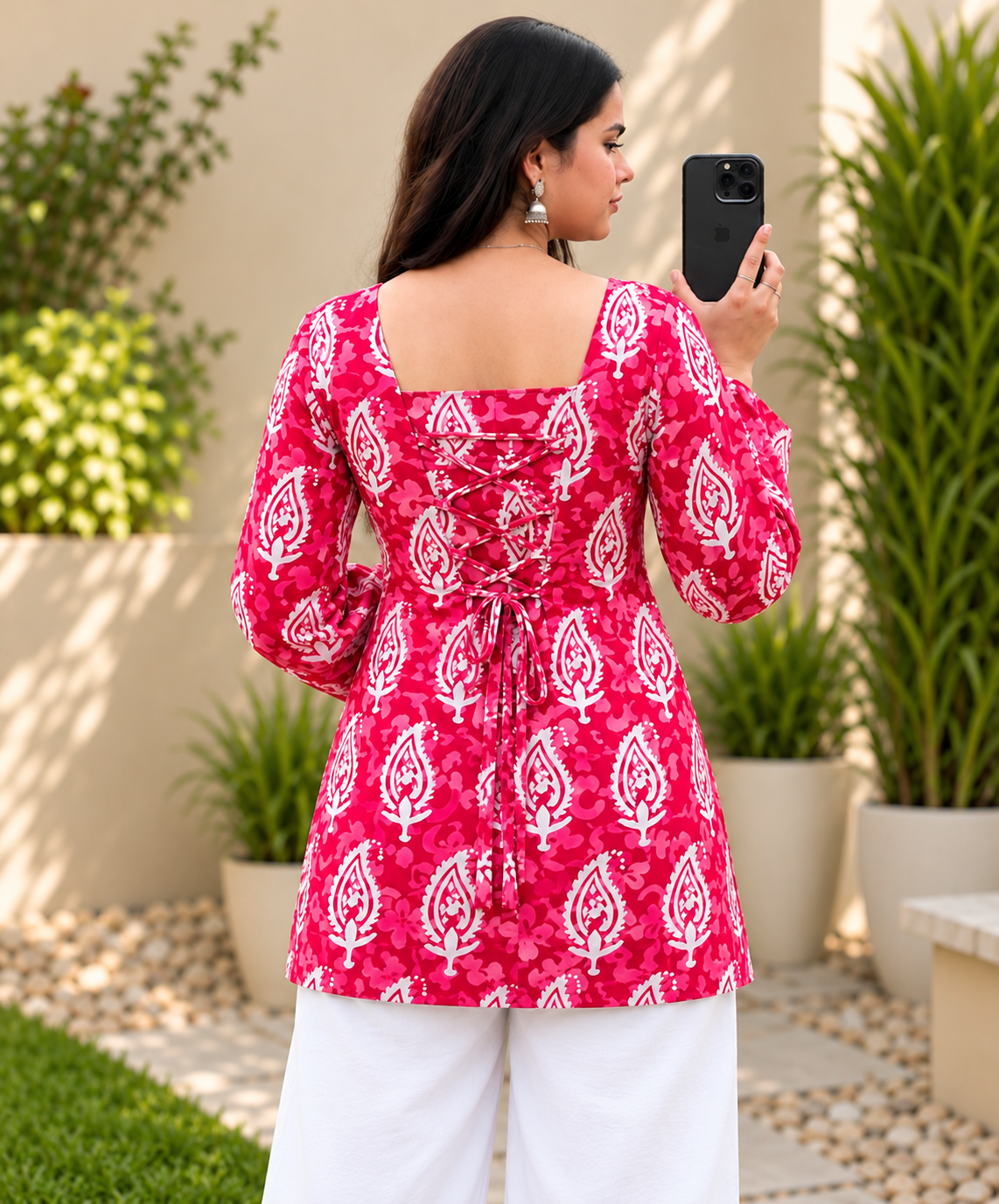 Women Printed Pure Cotton Bell Sleeve Tunic