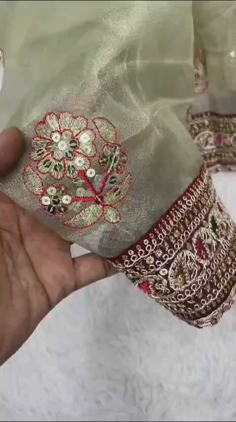 Soft Organza Silk Embroidery Saree With Multithread Work