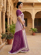 Crepe Silk Geometric Stripes & Traditional Bandhani Print Saree
