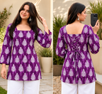 Women Printed Pure Cotton Bell Sleeve Tunic