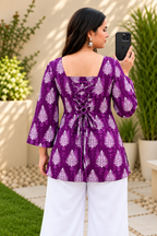 Women Printed Pure Cotton Bell Sleeve Tunic