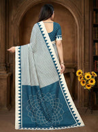 Crepe Silk Geometric Stripes & Traditional Bandhani Print Saree
