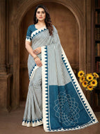 Crepe Silk Geometric Stripes & Traditional Bandhani Print Saree