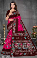Women’s Printed Pure Cotton Hand Batik Print Saree