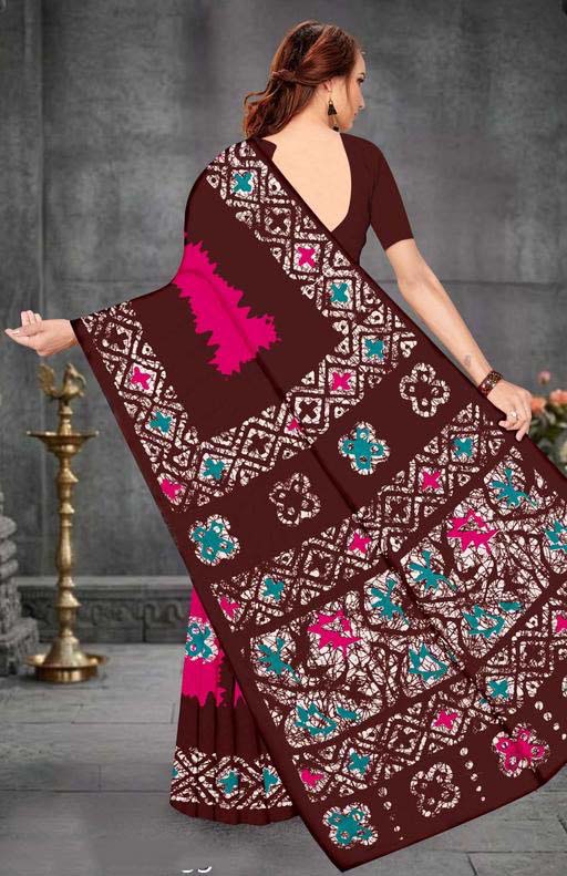 Women’s Printed Pure Cotton Hand Batik Print Saree