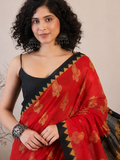Jaipuri Mul Cotton Paisley Printed Saree for Women | Batik Hand Block Inspired Soft Cotton Saree with Traditional Printed
