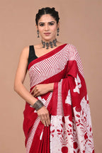 Ready to Wear Jaipuri Mul Cotton Saree for Women | Ikat Batik Printed Pre-Draped Saree