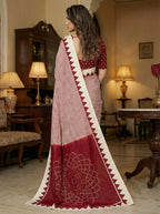 Crepe Silk Geometric Stripes & Traditional Bandhani Print Saree