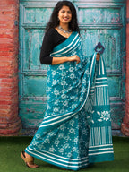 Jaipuri Mul Cotton Ready to Wear Saree for Women | Batik Floral Printed Pre-Draped Pre-Pleated Cotton Saree | Adjustable Waist 26–50 Inch