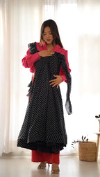 Women Leheriya Printed Georgette Anarkali Kurta Set
