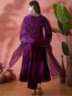 Elegant Zari Embroidered Silk Blend Anarkali Set
