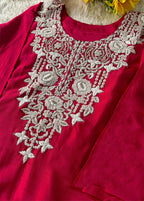 Roman Silk  Embroidered Kurta With Pant Dupatta Set