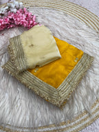 Fandy Satin Saree with Sequin Butti Work and Lace Border