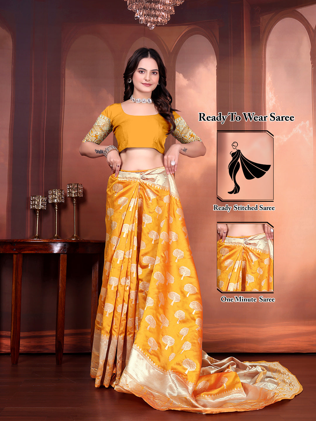 Ready to Wear Jacquard Pure Silk Saree